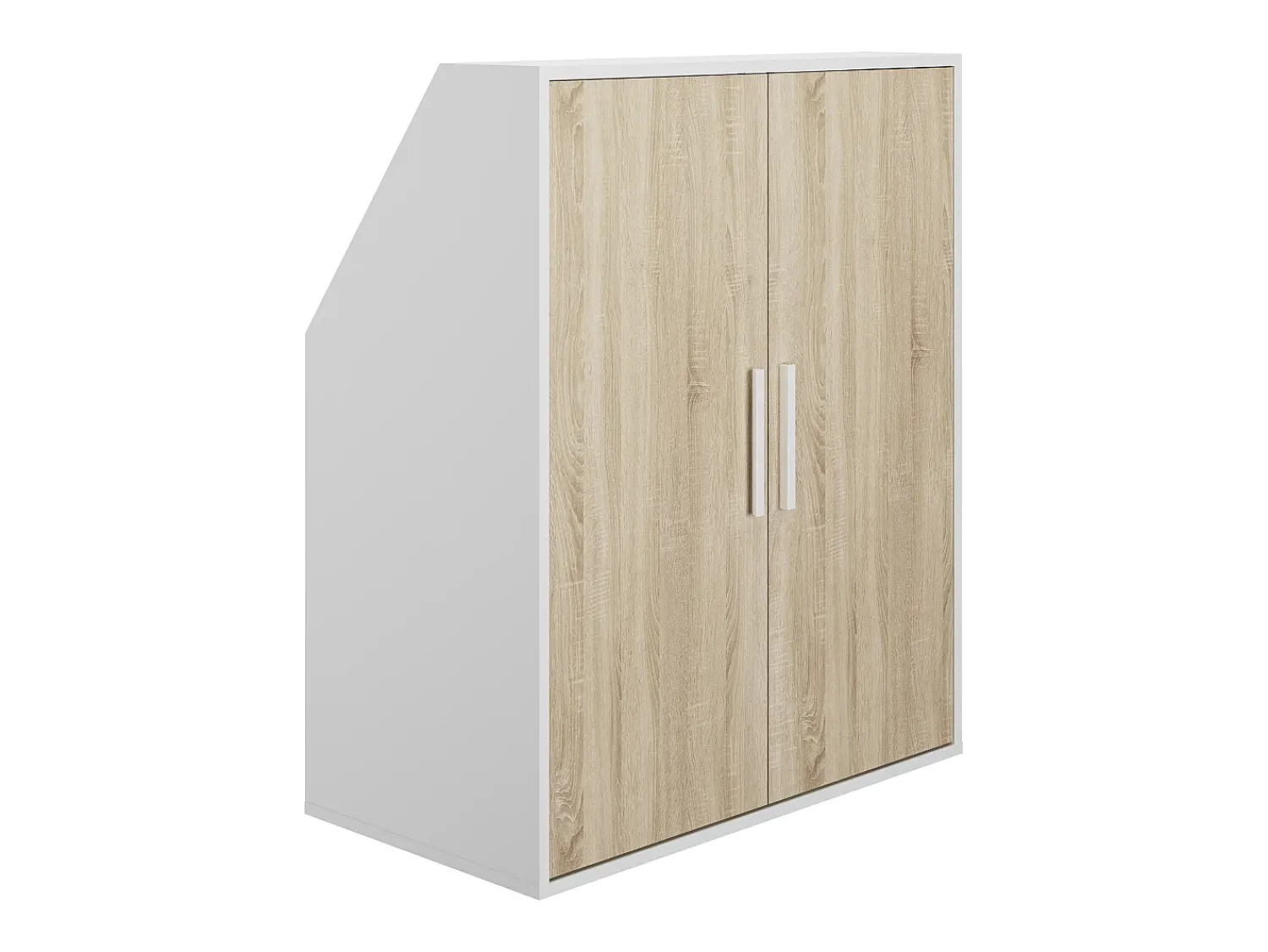 Sale Vente-unique Armário com inclinação 2 portas cor branca e natural - ADEZIO Natural claro / Branco