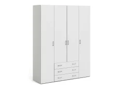 Online Dmora Armário com quatro portas e três gavetas, cor , mede 154 x 200 x 49 cm Branco