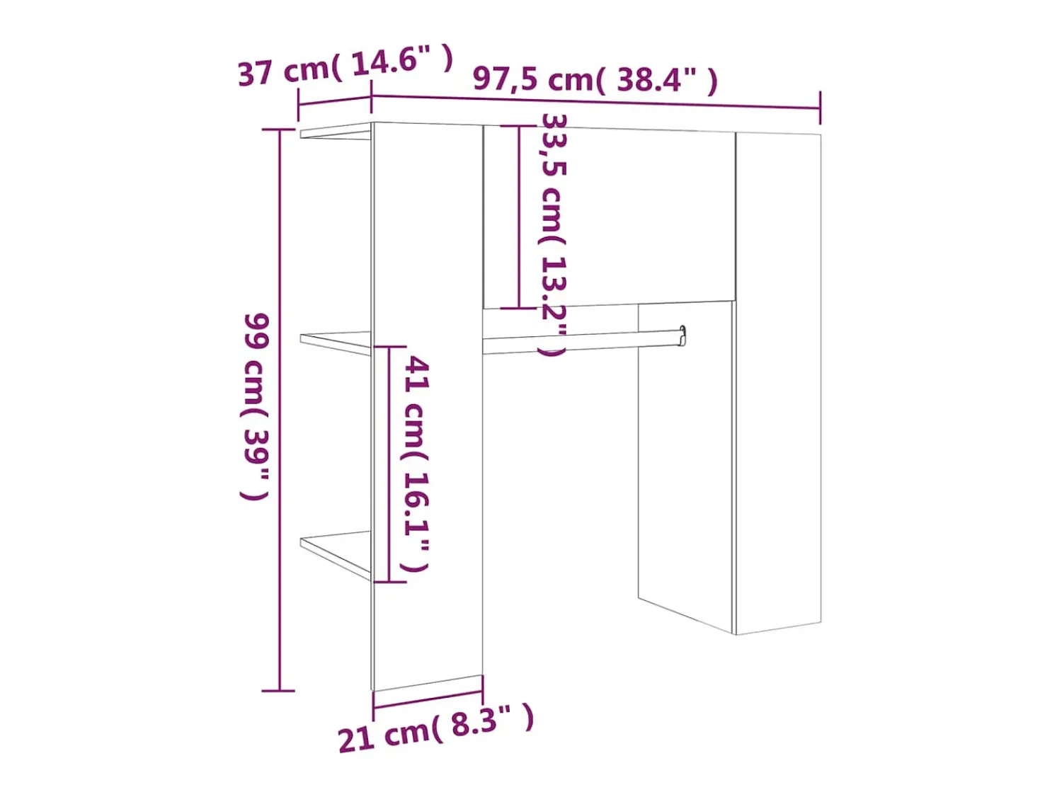 Móvel De Entrada|vidaxl Armário corredor 97,5x37x99 cm madeira processada sonoma cinza Cinzento
