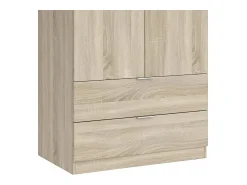 Móvel De Entrada*Dmora Armário Darest, Armário de quarto com 2 portas e 2 gavetas, Móveis de quarto com barra suspensa, 81x52h180 cm, Carvalho Castanho