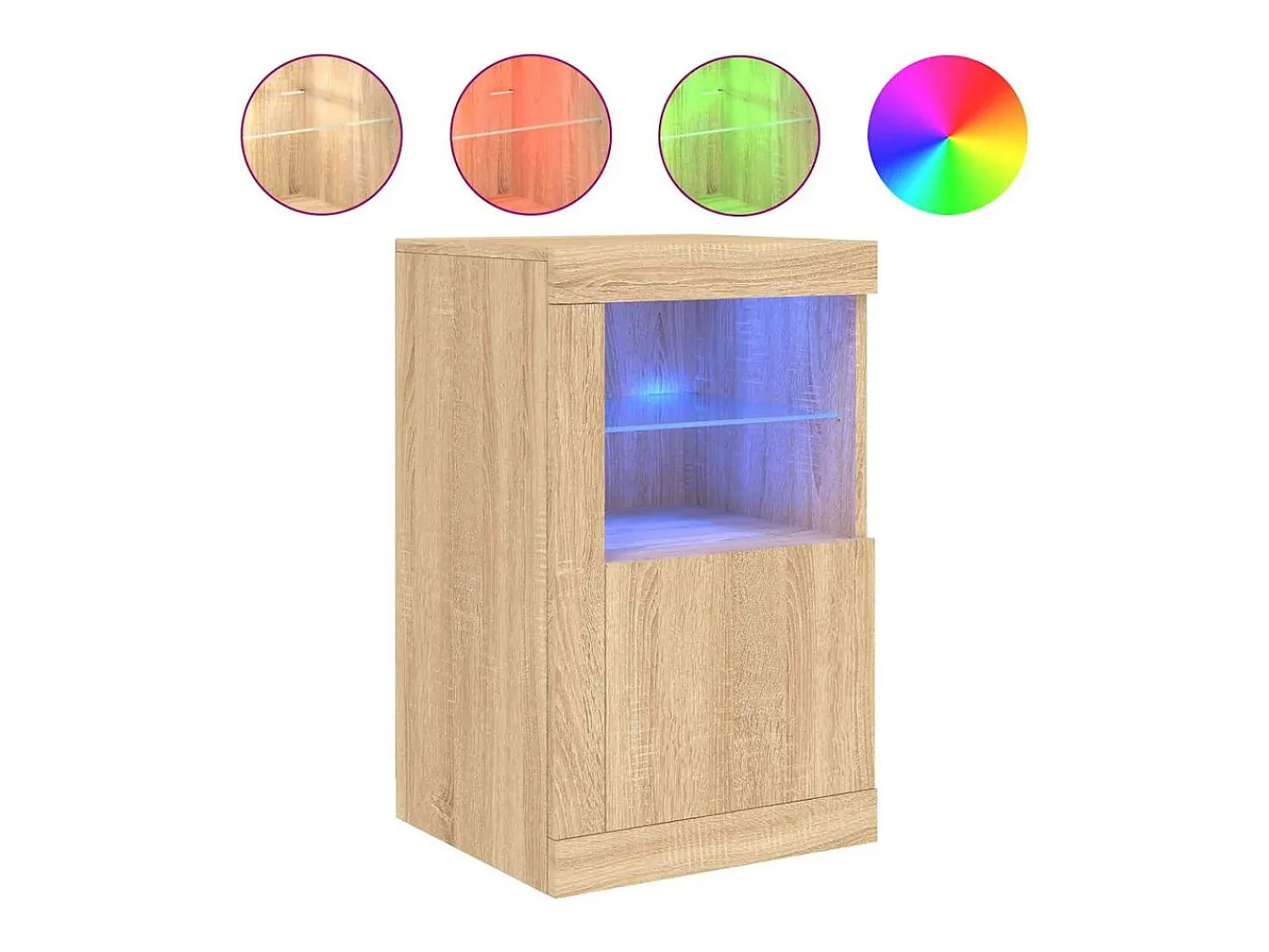 Vitrina*vidaxl Armário de apoio c/ luzes LED derivados madeira carvalho sonoma Natural claro