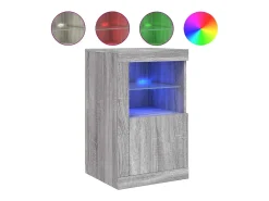 Vitrina|vidaxl Armário de apoio c/ luzes LED derivados madeira sonoma Cinzento