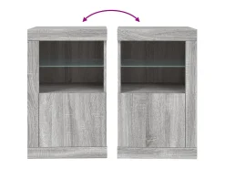 Vitrina|vidaxl Armário de apoio c/ luzes LED derivados madeira sonoma Cinzento