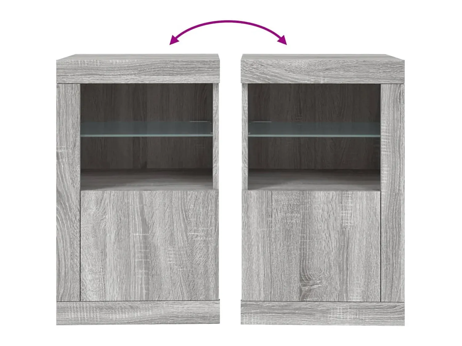 Vitrina|vidaxl Armário de apoio c/ luzes LED derivados madeira sonoma Cinzento