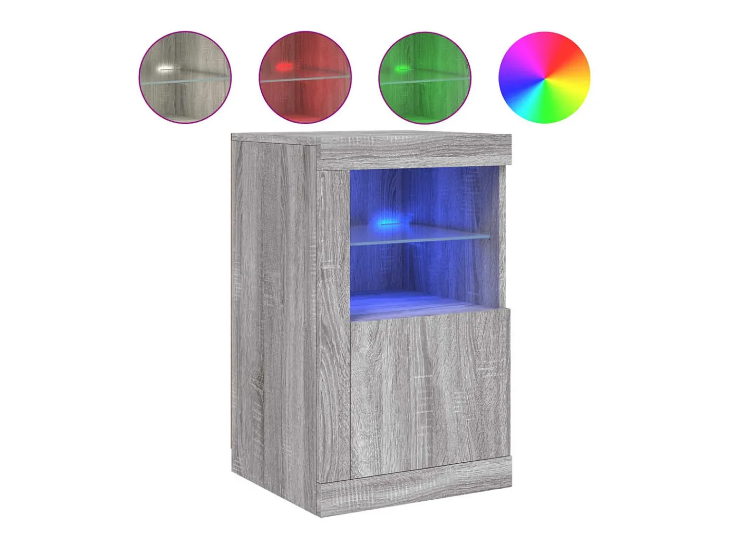 Vitrina|vidaxl Armário de apoio c/ luzes LED derivados madeira sonoma Cinzento