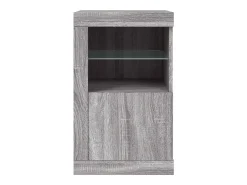 Vitrina|vidaxl Armário de apoio c/ luzes LED derivados madeira sonoma Cinzento