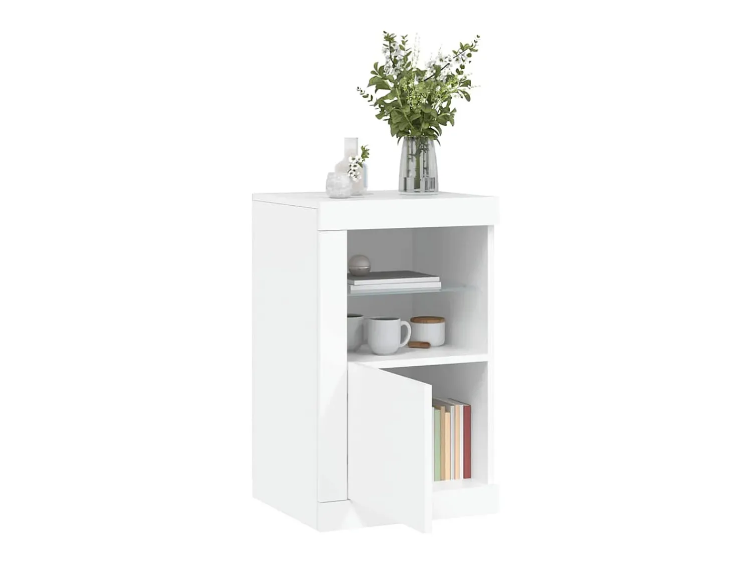 Vitrina*vidaxl Armário de apoio com luzes LED derivados de madeira Branco