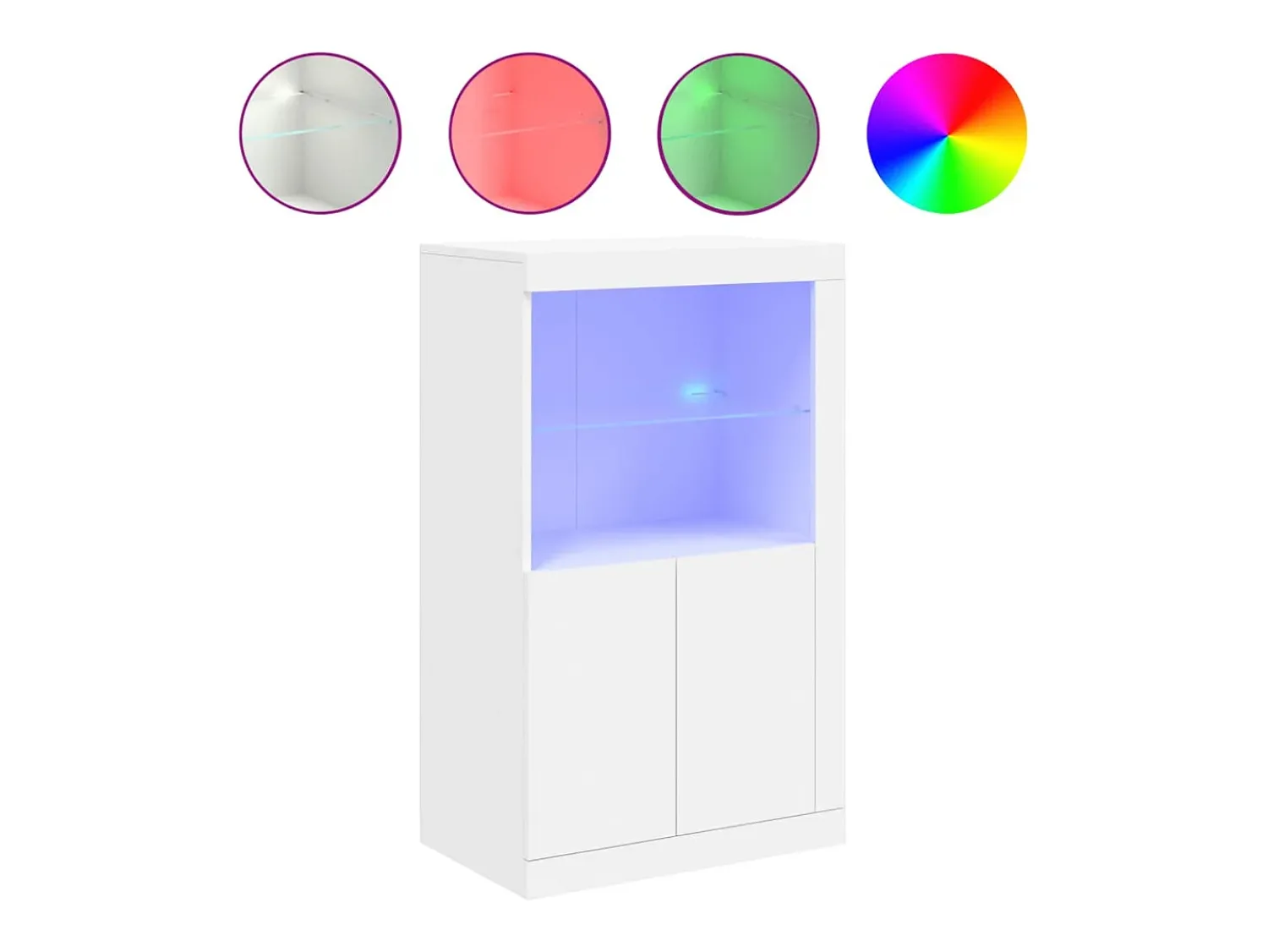Discount vidaxl Armário de apoio com luzes LED derivados de madeira Branco