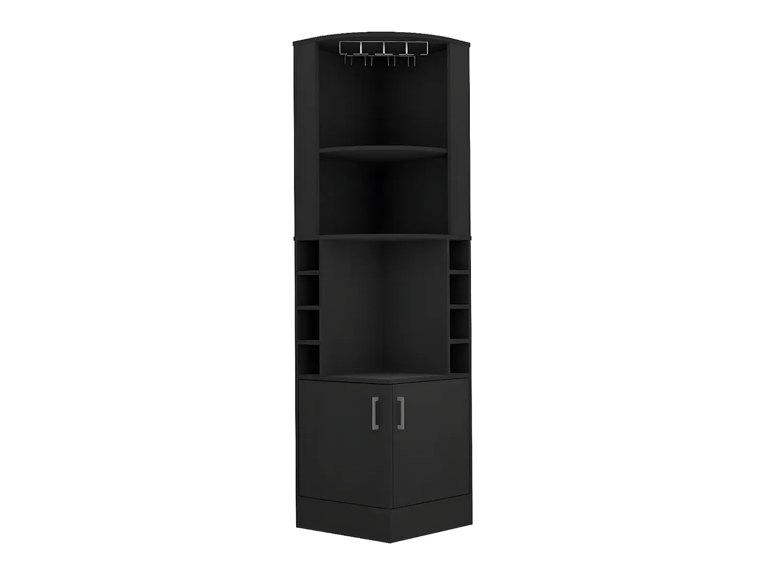 Móvel De Bar|TuHome Armário de bar de canto Kava Beijing com prateleiras para garrafas , 180.6 cm X 46.9 cm X 46.9 cm , Preto