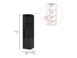 Móvel De Bar|TuHome Armário de bar de canto Kava Beijing com prateleiras para garrafas , 180.6 cm X 46.9 cm X 46.9 cm , Preto