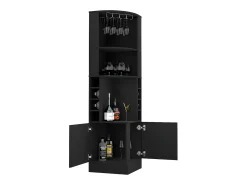 Móvel De Bar|TuHome Armário de bar de canto Kava Beijing com prateleiras para garrafas , 180.6 cm X 46.9 cm X 46.9 cm , Preto