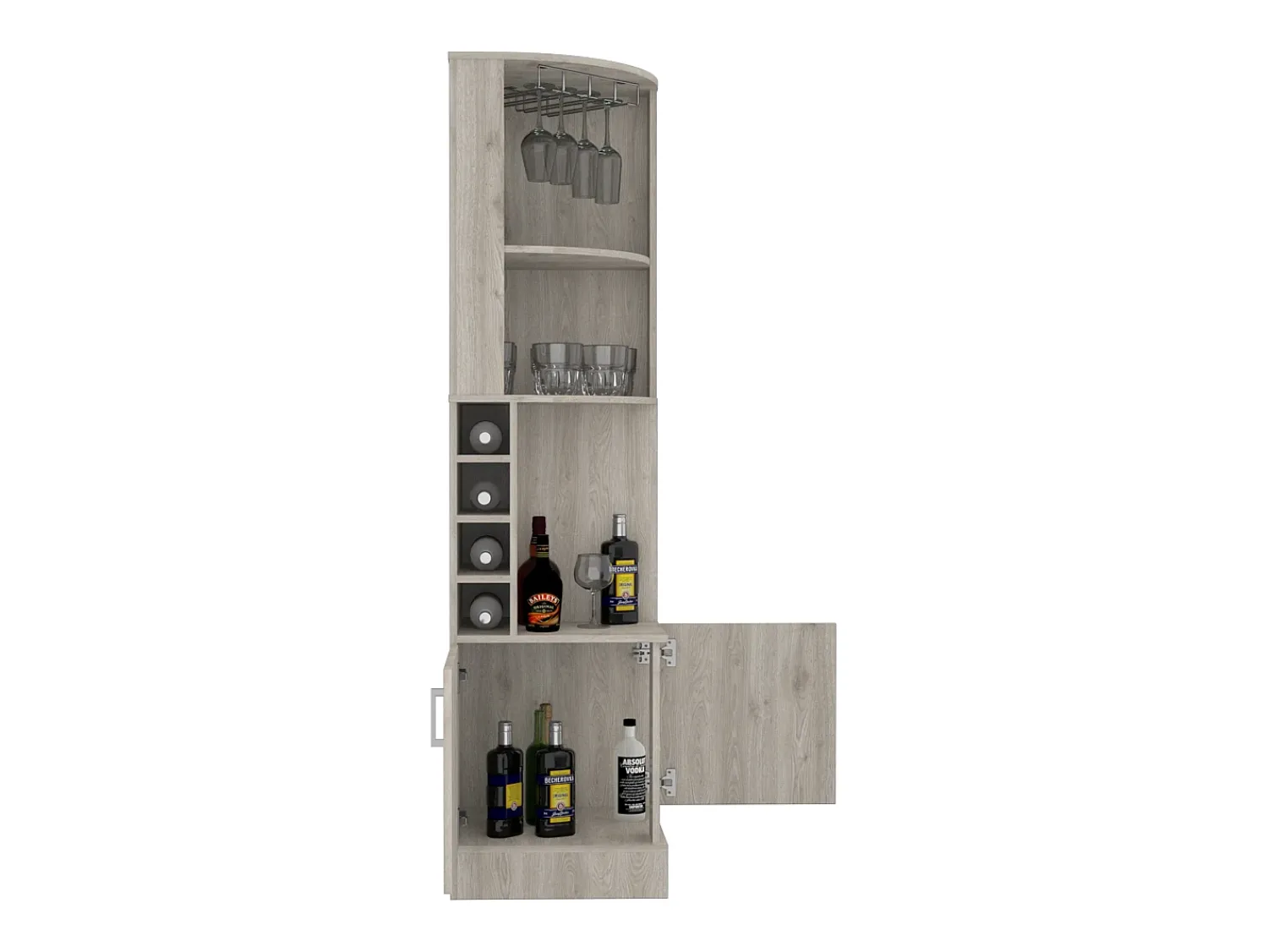 TuHome Armário de bar de canto Syrah, com suporte para copos, 180.59 cm X 46.73 cm X 46.73 cm ,^ Móvel De Bar
