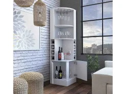 TuHome Armário de bar de canto Syrah, com suporte para copos, 180.59 cm X 46.73 cm X 46.73 cm ,^ Móvel De Bar