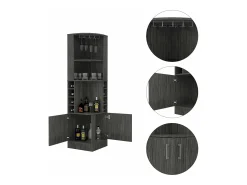 TuHome Armário de bar de canto Syrah com suporte para copos, 180.59 cm X 46.73 cm X 46.73 cm , castanho^ Móvel De Bar