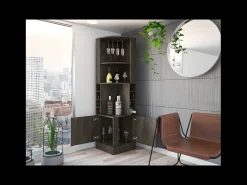Móvel De Bar*TuHome Armário de bar de canto Syrah com suporte para copos, 180.59 cm X 46.73 cm X 46.73 cm , castanho Branco