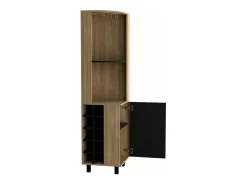 Móvel De Bar*TuHome Armário de bar em melamina Kaia com 3 prateleiras, 9 suportes para copos, 10 suportes para garrafas, multicolor, 180 cm X 45 cm X 45 cm X 45 cm Preto