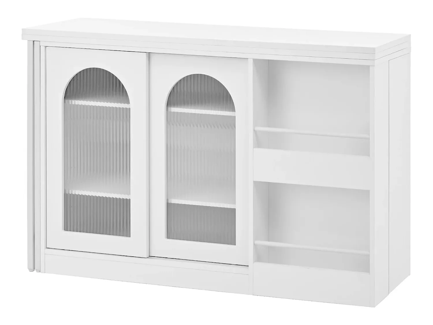 Móvel De Bar| Armário de bar giratório preto - Mesa de bar com 2 portas de vidro e 2 compartimentos de arrumação abertos - tampo giratório Branco