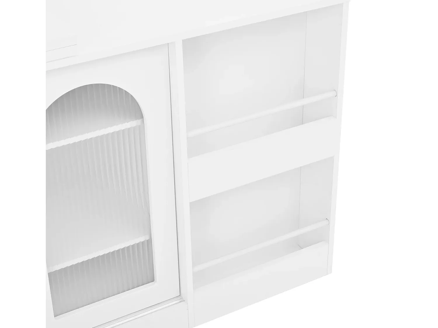 Móvel De Bar| Armário de bar giratório preto - Mesa de bar com 2 portas de vidro e 2 compartimentos de arrumação abertos - tampo giratório Branco