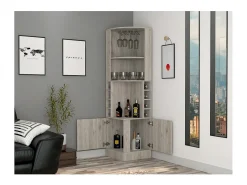 Móvel De Bar|TuHome Armário de canto Syrah, com suporte para copos , 180.59 cm X 46.73 cm X 46.73 cm , / prateado Cinzento