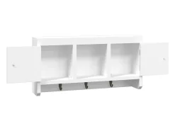 Cabide De Pé*vidaxl Armário de chaves 40x8,5x20 cm derivados de madeira/aço Branco