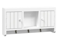 Cabide De Pé*vidaxl Armário de chaves 40x8,5x20 cm derivados de madeira/aço Branco