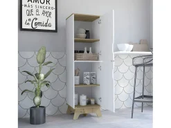 Mesa De Apoio|TuHome Armário de cozinha alto Pamplona em melamina com 4 prateleiras e 2 portas , 150.62 cm X 44.95 cm X 39.87 cm , Multicolor Multicor
