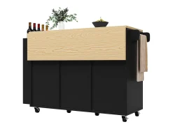Merax Armário de cozinha com porta - 110 x 42 x 90 cm - carrinho de cozinha com 3 gavetas - MDF -^ Móvel De Arrumação