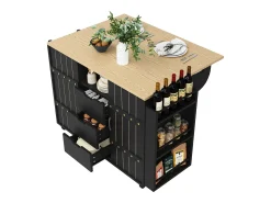 Merax Armário de cozinha com porta - 110 x 42 x 90 cm - carrinho de cozinha com 3 gavetas - MDF -^ Móvel De Arrumação