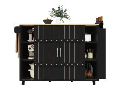 Merax Armário de cozinha com porta - 110 x 42 x 90 cm - carrinho de cozinha com 3 gavetas - MDF -^ Móvel De Arrumação