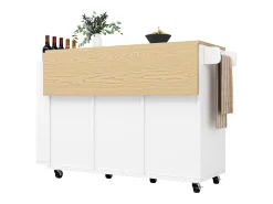 Móvel De Arrumação|Merax Armário de cozinha com porta - 110 x 42 x 90 cm - carrinho de cozinha com 3 gavetas - MDF - Branco