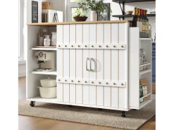 Móvel De Arrumação|Merax Armário de cozinha com porta - 110 x 42 x 90 cm - carrinho de cozinha com 3 gavetas - MDF - Branco