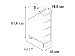Vicco Armário de cozinha para sótão inclinado 15x46x81.8 r-line^ Móvel De Arrumação