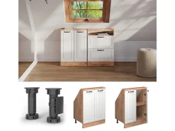 Móvel De Arrumação*Vicco Armário de cozinha para sótão inclinado casa de campo branca 60x46x81.6 r-line Branco sujo