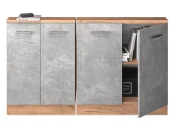 Vicco Armário de cozinha para sótão inclinado betão 140x46x81.6 r-line^ Móvel De Arrumação