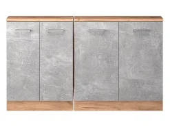 Vicco Armário de cozinha para sótão inclinado betão 140x46x81.6 r-line^ Móvel De Arrumação