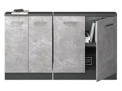 Móvel De Arrumação|Vicco Armário de cozinha para sótão inclinado betão 140x46x81.6 r-line Cinzento claro