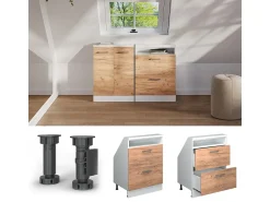Discount Vicco Armário de cozinha para sótão inclinado carvalho goldkraft 60x46x81.6 r-line Natural escuro