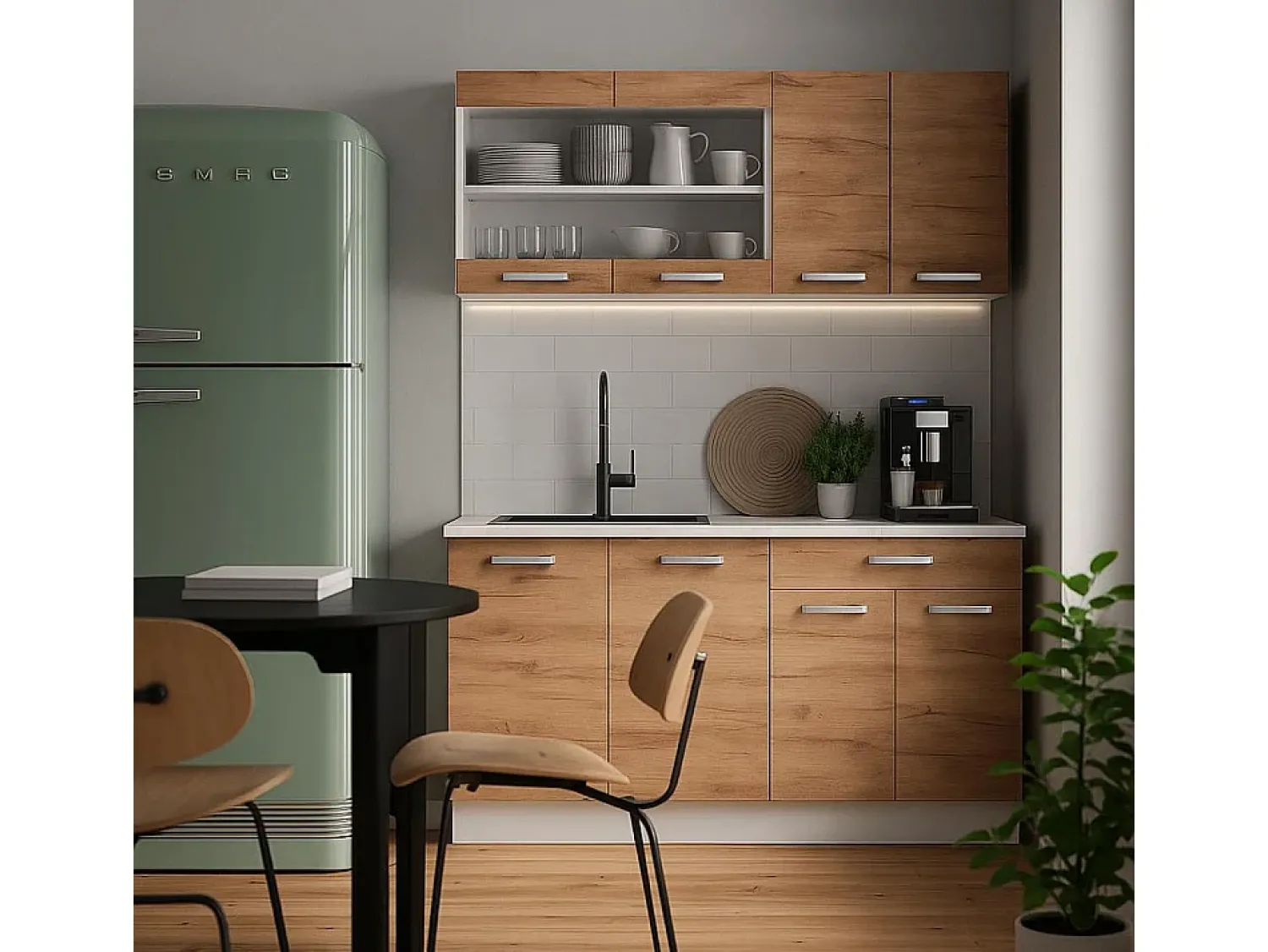 Discount Vicco Armário de cozinha para sótão inclinado carvalho goldkraft 60x46x81.6 r-line Natural escuro
