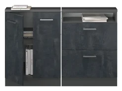 Móvel De Arrumação*Vicco Armário de cozinha para sótão inclinado concreto 120x46x81.6 r-line Preto