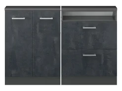 Móvel De Arrumação*Vicco Armário de cozinha para sótão inclinado concreto 120x46x81.6 r-line Preto