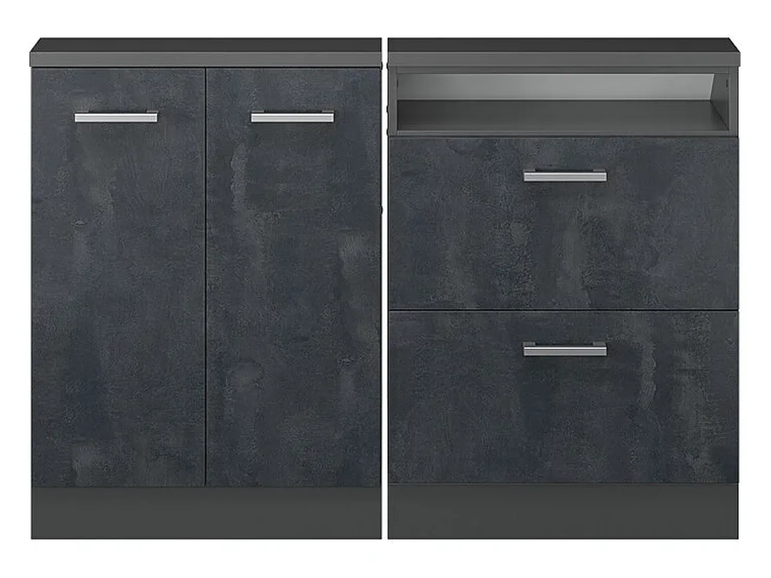 Móvel De Arrumação*Vicco Armário de cozinha para sótão inclinado concreto 120x46x81.6 r-line Preto