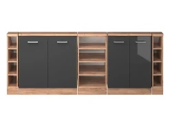 Móvel De Arrumação|Vicco Armário de cozinha para sótão inclinado antracite alto brilho 210x46x81.6 r-line Cinza antracite