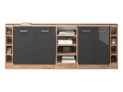 Móvel De Arrumação|Vicco Armário de cozinha para sótão inclinado antracite alto brilho 210x46x81.6 r-line Cinza antracite