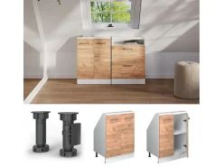 Outlet Vicco Armário de cozinha para sótão inclinado carvalho goldkraft 60x46x81.6 r-line Natural escuro