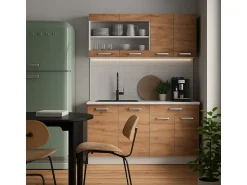 Outlet Vicco Armário de cozinha para sótão inclinado carvalho goldkraft 60x46x81.6 r-line Natural escuro