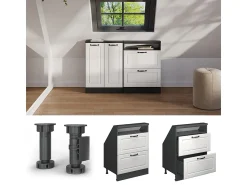 Móvel De Arrumação*Vicco Armário de cozinha para sótão inclinado casa de campo branca 60x46x81.6 r-line Branco sujo