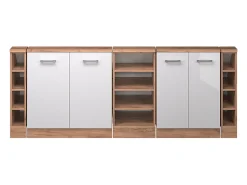 Best Vicco Armário de cozinha para sótão inclinado alto brilho 210x46x81.6 r-line Branco