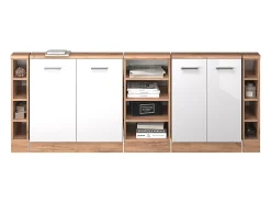 Best Vicco Armário de cozinha para sótão inclinado alto brilho 210x46x81.6 r-line Branco
