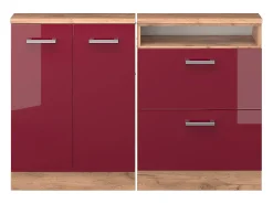Móvel De Arrumação*Vicco Armário de cozinha para sótão inclinado alto brilho 120x46x81.6 r-line Vermelho