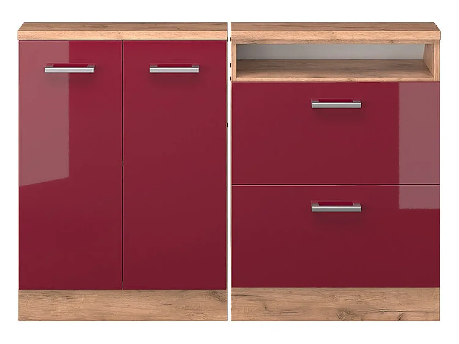 Móvel De Arrumação*Vicco Armário de cozinha para sótão inclinado alto brilho 120x46x81.6 r-line Vermelho